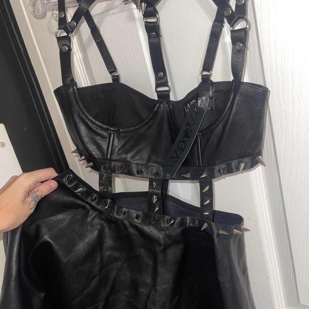 Black Spiked Cage Underbust Dress - Size Small NWOT